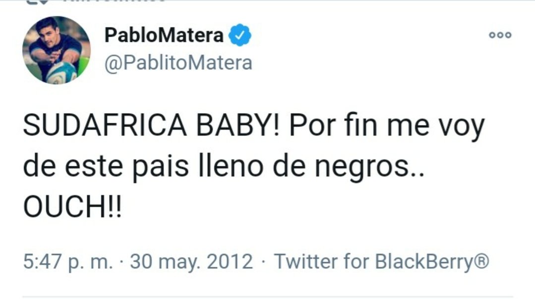 cosecha roja on Twitter: "¿SHOCKEADXS? 🏈 No es una buena semana para Los Pumas. Nadie resiste al archivo pero los tweets desenterrados de Matera y Petti son tan racistas, xenófobos y clasistas