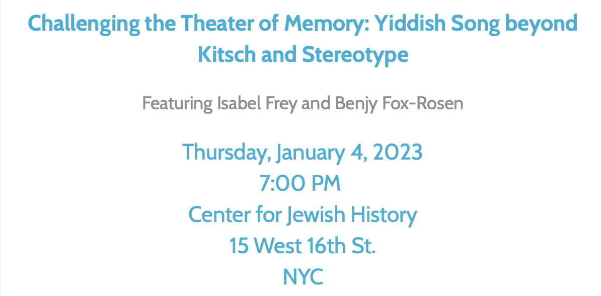 Desafiando el teatro de la memoria Canción yiddish más allá del kitsch